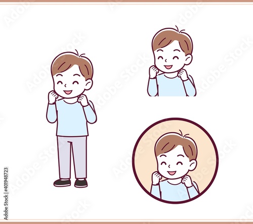Boy in blue long sleeves