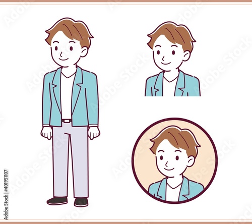 Brown-haired man in blue jacket