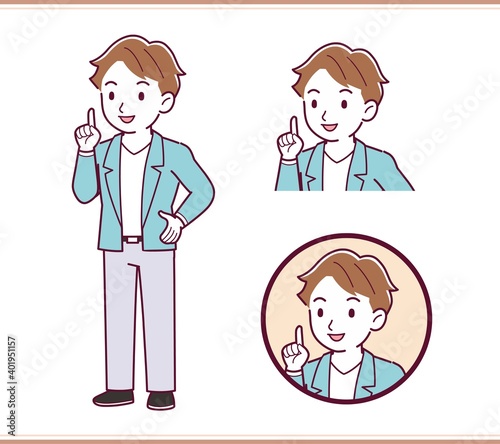 Brown-haired man in blue jacket