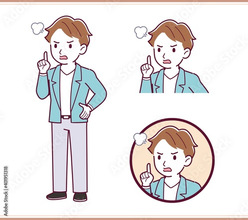 Brown-haired man in blue jacket
