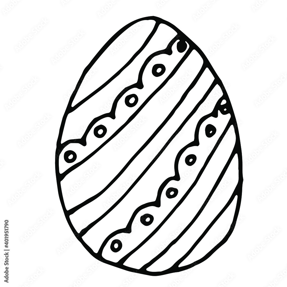 Hand drawn cute easter egg. Doodle vector illustration. Simple ement for greeting cards, posters, stickers and seasonal design. Isolated on white background Hand drawn cute easter egg. Doodle vector illustration. Simple ement for greeting cards, posters, stickers and seasonal design. Isolated on white background