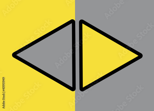 Button arrows sign in background illuminating yellow and ultimate grey trendy colors