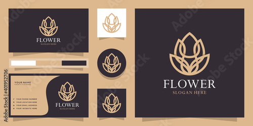 Creative linear style lotus flower logo