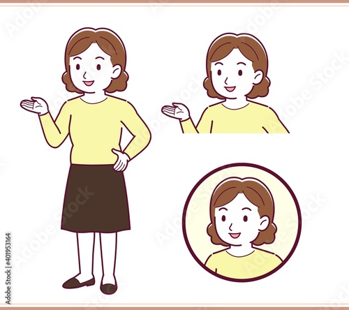 Plump woman in yellow clothes