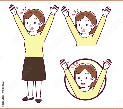 Plump woman in yellow clothes
