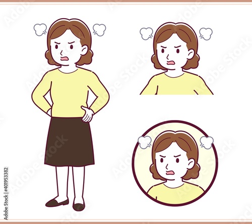Plump woman in yellow clothes