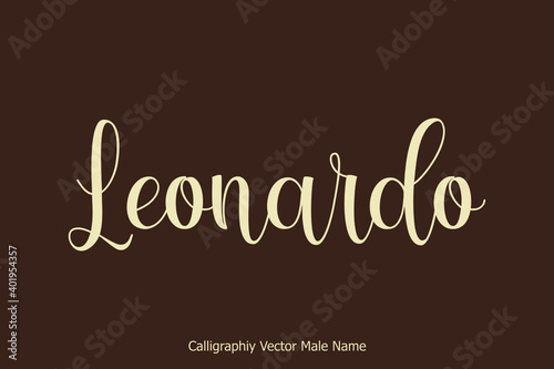 Leonardo Male Name in Cursive Typescript Typography Text © Image Lounge