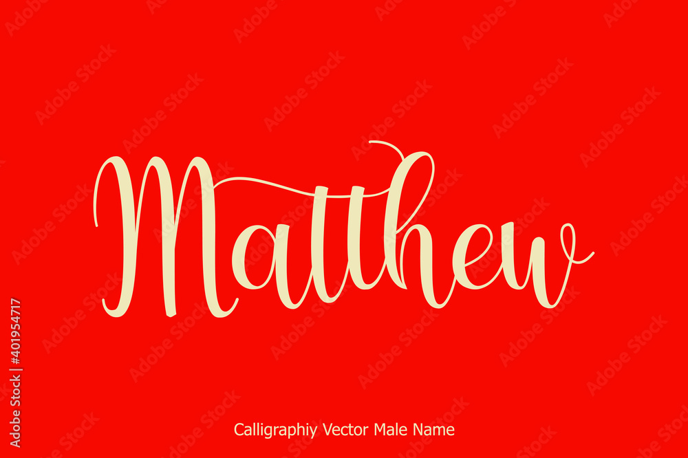 Matthew-Male Name Cursive Calligraphy Text on Red Background