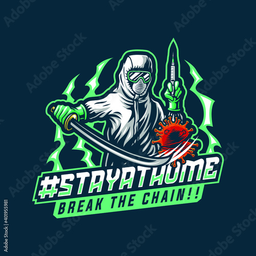 Health worker fight corona virus illustration