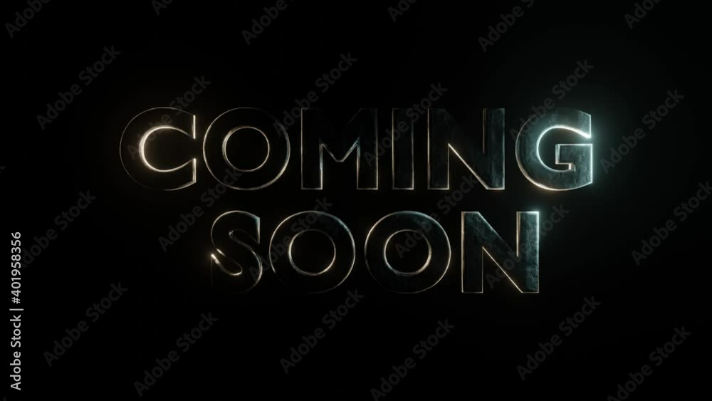 3d word COMING SOON made in 3d editor with additional backlight, on a black background 3d word COMING SOON made in 3d editor with additional backlight, on a black background