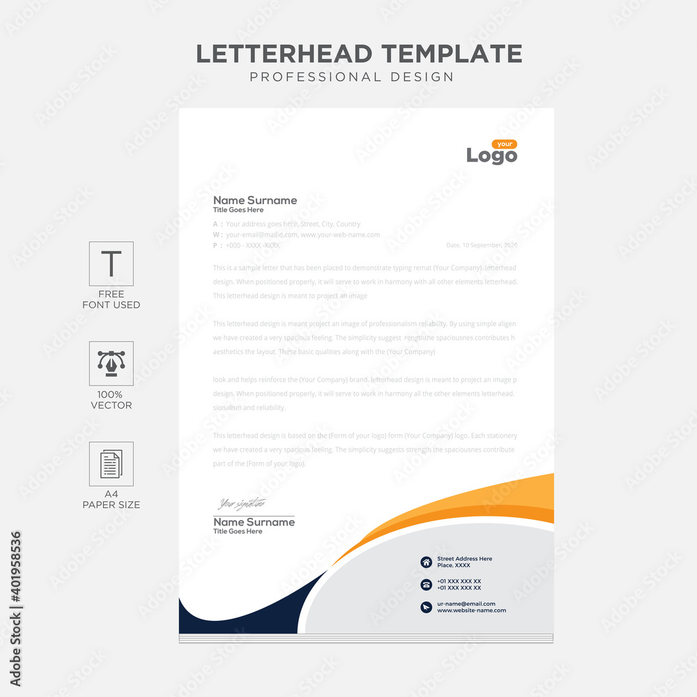 Simple creative modern letter head templates for your project design, Vector illustration