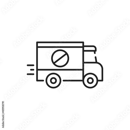 Pest control truck color line icon. Pictogram for web page, mobile app, promo.