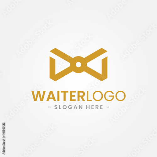Abstract Bow Tie Logo Design Template. Minimal letter w for waiter logo. Creative tuxedo icon vector illustration.