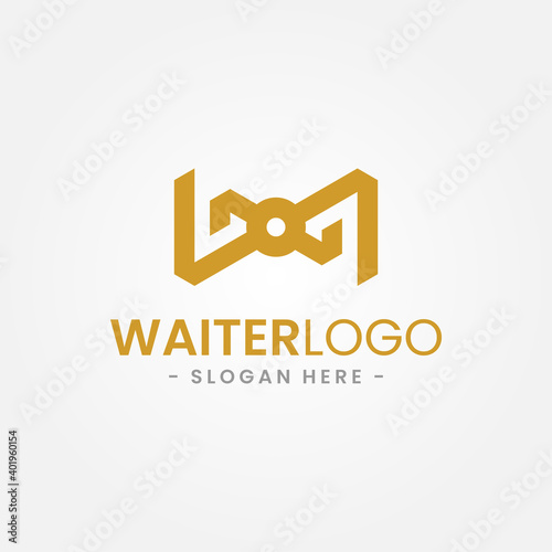 Abstract Bow Tie Logo Design Template. Minimal waiter logo. Creative tuxedo icon vector illustration.