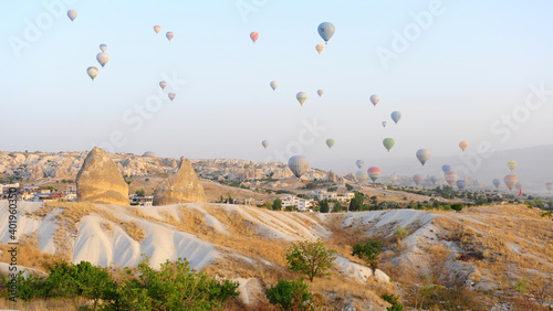 Obraz na płótnie coloful air baloons in Cappadocia valley w salonie