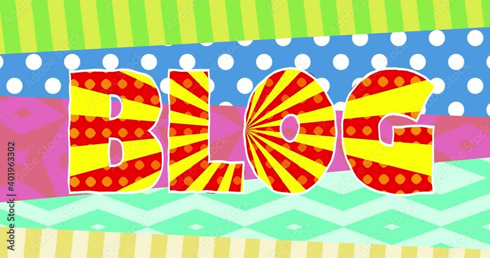 The inscription BLOG on a bright background stylized as a child's drawing or cartoon. An endlessly looping creative and entertainment background in vibrant colors. The inscription BLOG on a bright background stylized as a child's drawing or cartoon. An endlessly looping creative and entertainment background in vibrant colors.