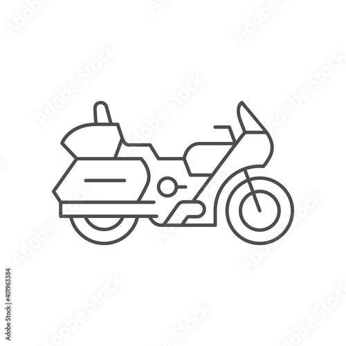 Touring motorcycle line outline icon