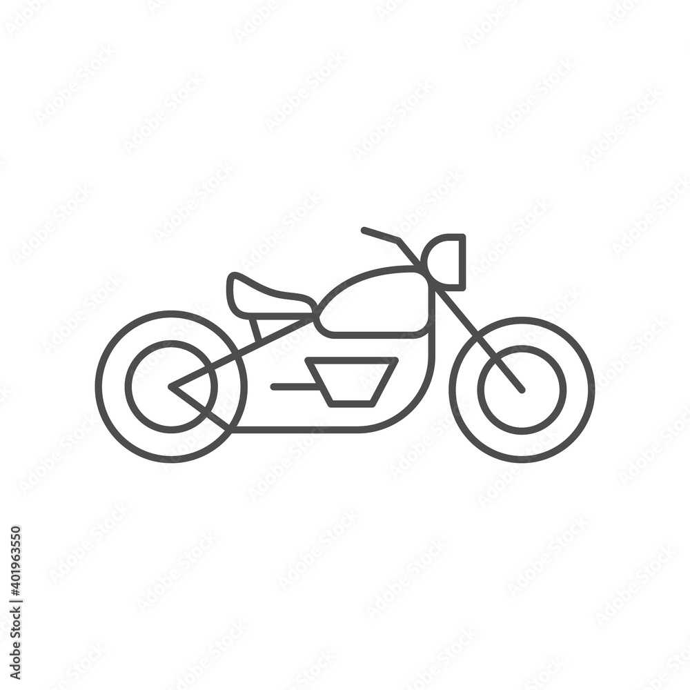 Fototapeta premium Bobber motorcycle line outline icon