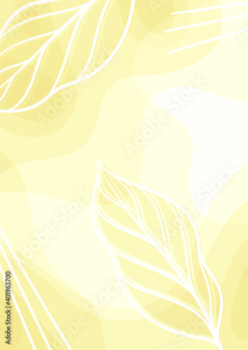 Abstract Card with Floral Leaf and Fluid Backdrop Vector Template