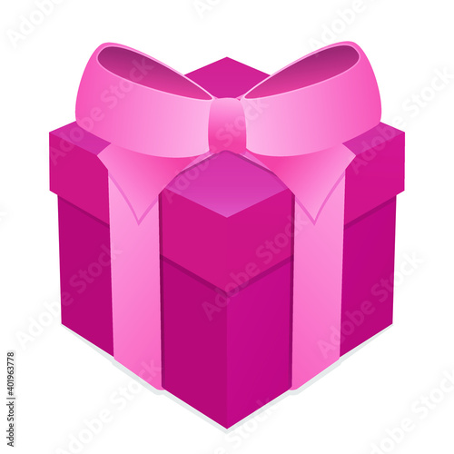 Pink Gift Present Box Emoji. Vector Design Art Valentine's Day. Love Holidays Romantic Clipart.