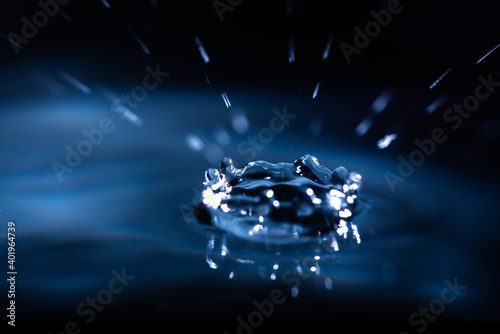 Fototapeta Naklejka Na Ścianę i Meble -  abstract background of blue water splash falling drop on liquid wave