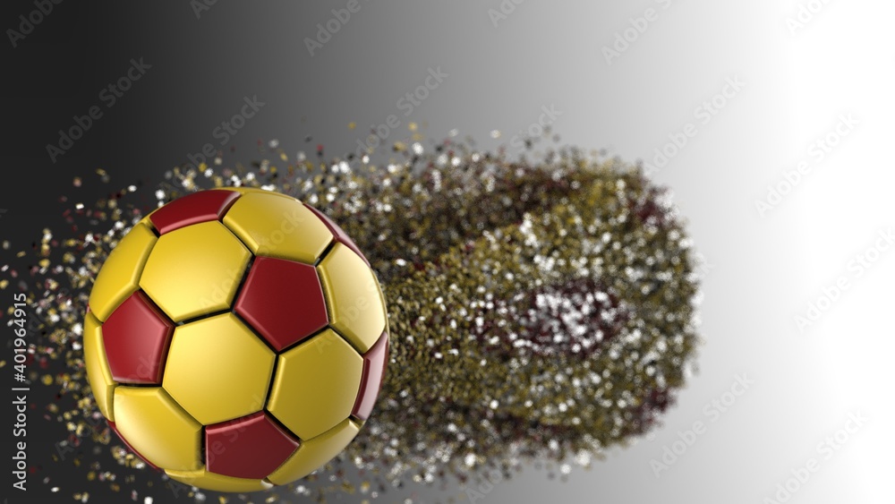 Fototapeta premium Soccer ball with Particles under Black Background. 3D sketch design and illustration. 3D CG. 3D high quality rendering.