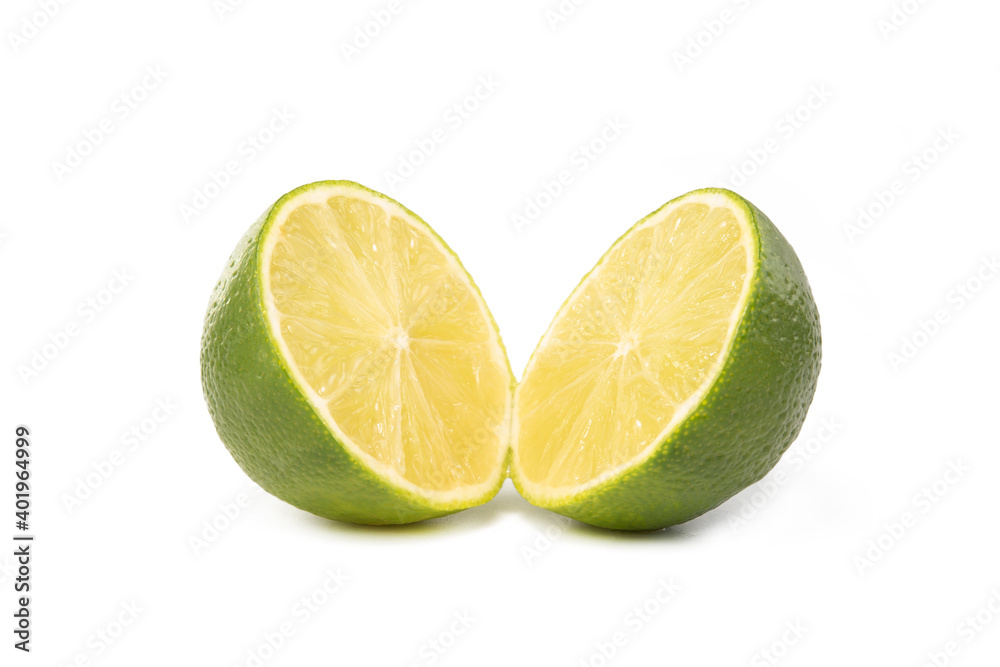 green lime isolated on white background. green lime isolated on white background.