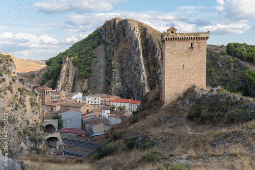 Buildings of Alhama de Aragon in Zaragoza, Aragon, Spain, Europe