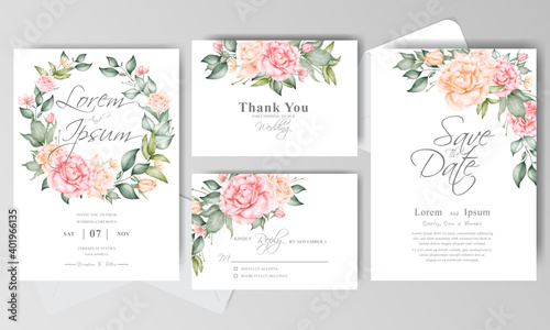 watercolor Wedding Invitation card set template