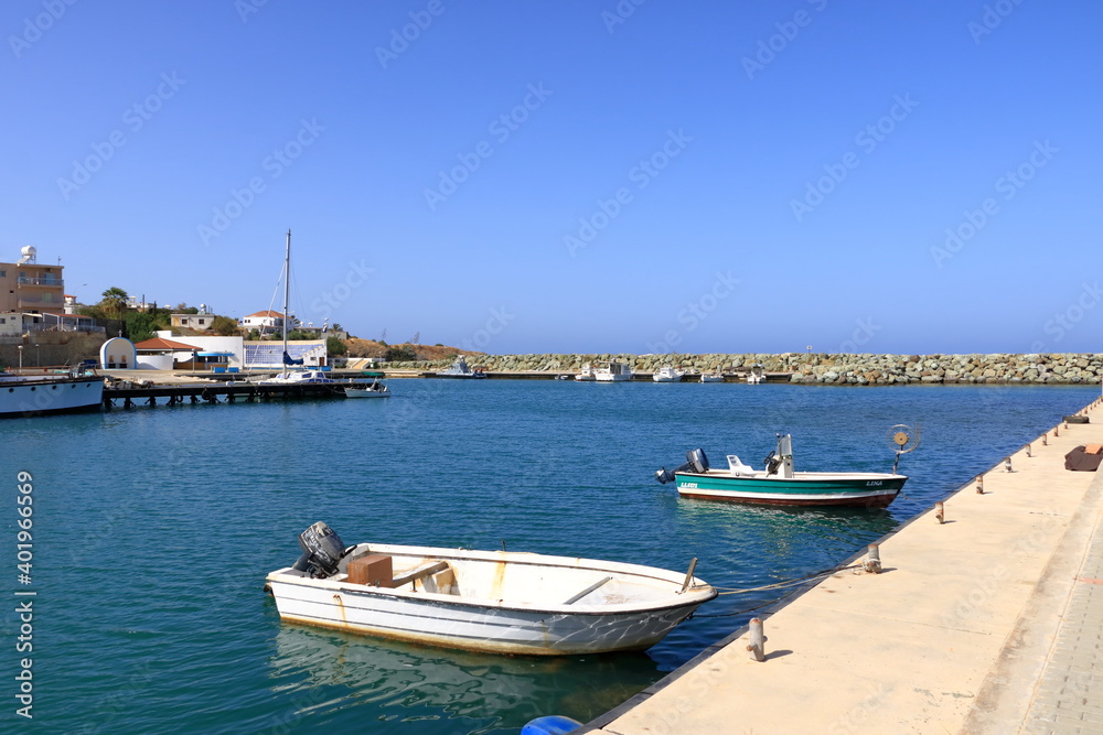 Small harbor village Kato Pyrgos at Cyprus island