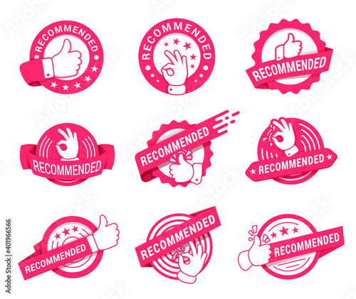 Best recommendation badge, bestseller tag and top rating advice
