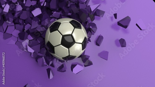 Fototapeta Naklejka Na Ścianę i Meble -  Soccer ball with Particles under Black Background. 3D sketch design and illustration. 3D CG. 3D high quality rendering.