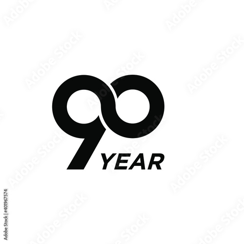 90 infinity Years Anniversary Celebration Vector Template Design Illustration