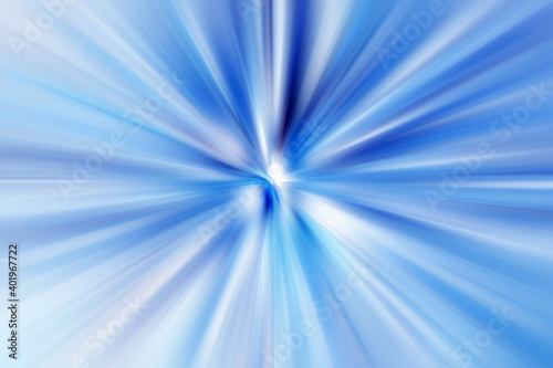 Abstract radial zoom blur surface of blue,lilac and white tones. Abstract blue background with radial, radiating, converging lines. 
