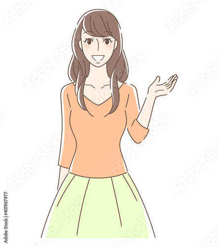 手のひらを差し出す女性