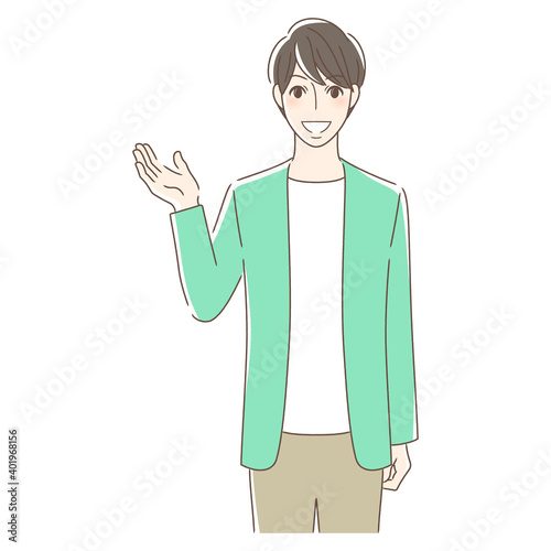 手のひらを差し出す男性