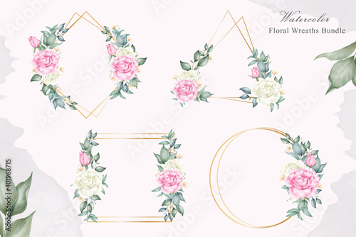 Beautiful floral arrangement collection for wedding invitation