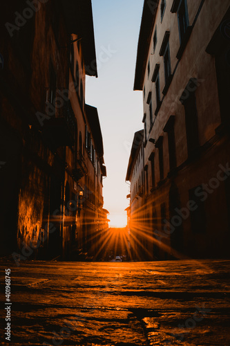 sunset in the old town