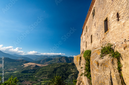 Принти на полотні Low angle view of Lauria Castle in Castiglione di Sicilia, Italy