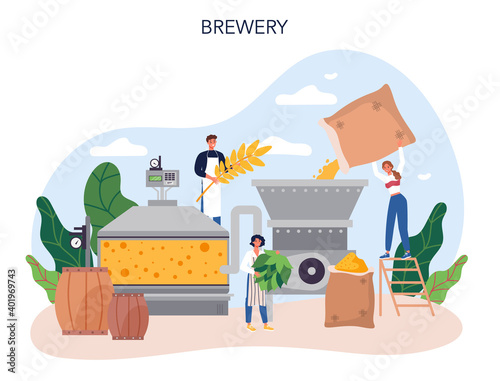 Beer concept. Craft beer production, brewing process. draught