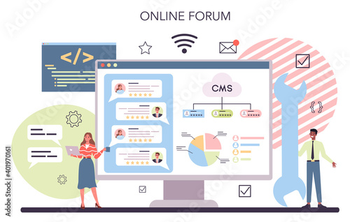 Website content online service or platform. Idea of digital
