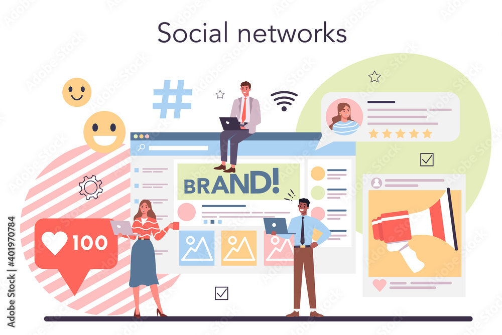 Social media concept. Using network for posting and sharing