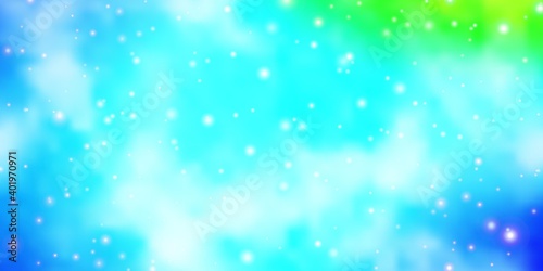 Light Blue, Green vector background with colorful stars.