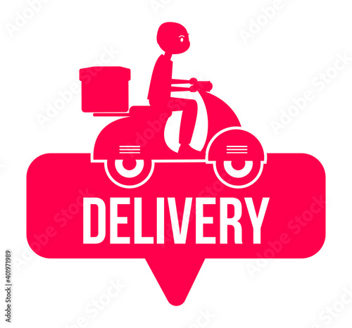 Red icon with scooter delivery icon