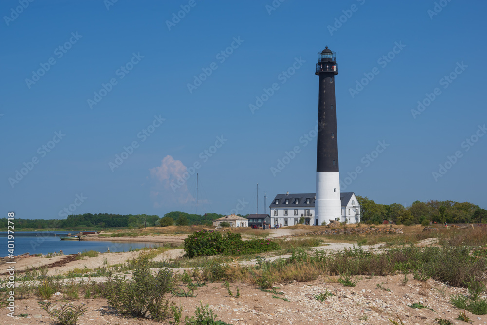 
View to the Sõrve lighthouse in Saaremaa island, Estonia, on hot and hazy summer day.
