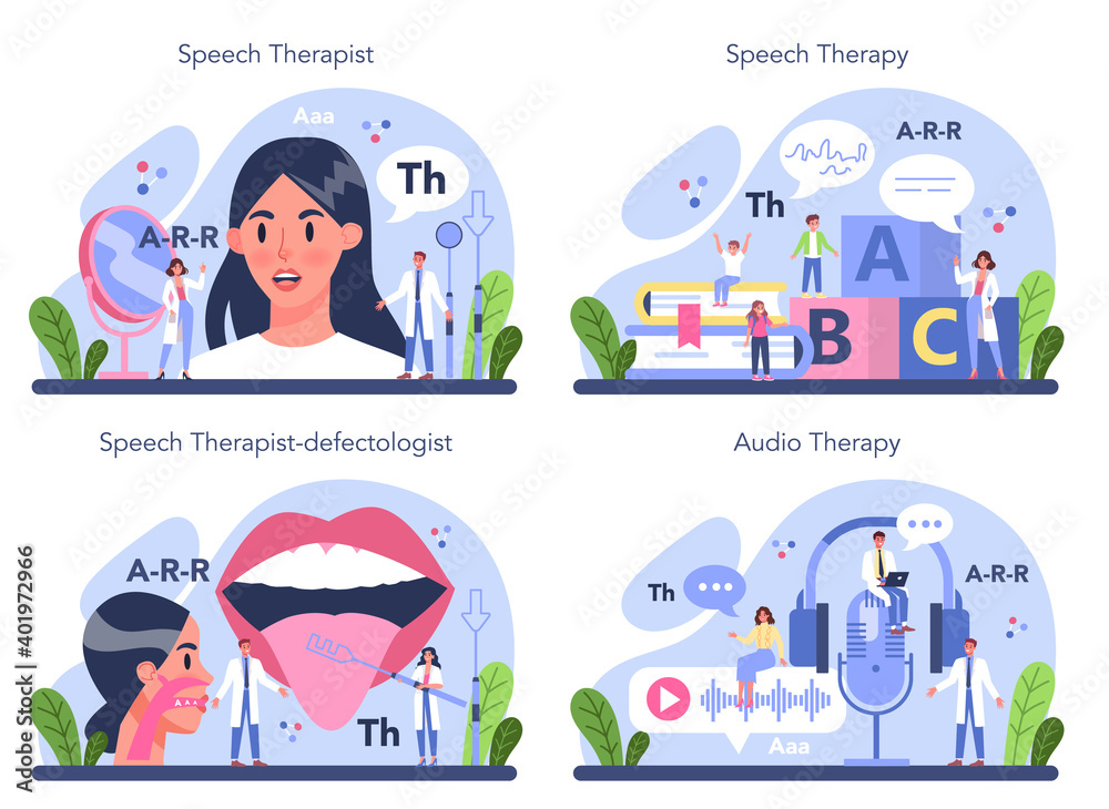 Speech therapist concept. Didactic correction and speech treatment idea