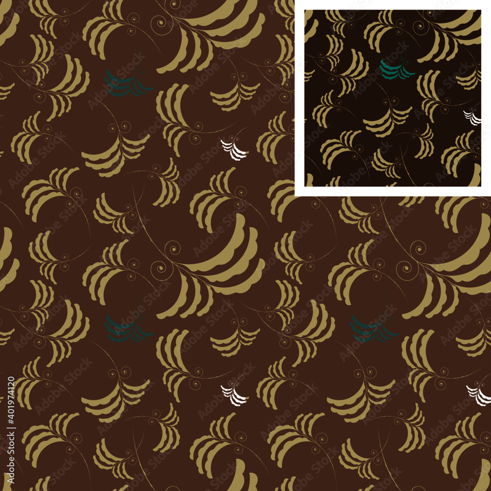 Seamless Chinese pattern with fern motif in the style Seamless Chinese pattern with fern motif in the style
