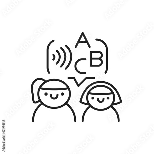 Classes with speech therapist color line icon. Pictogram for web page, mobile app, promo.