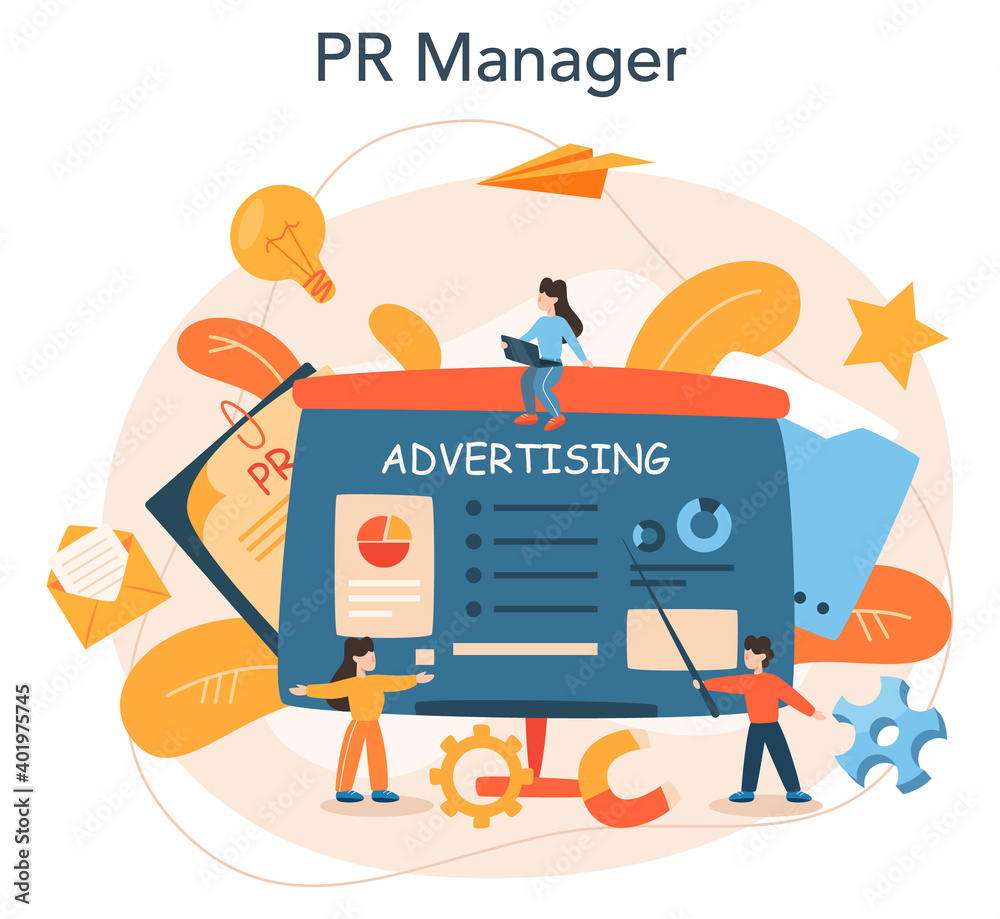 Advertsing manager concept. Commercial advertisement and communication Advertsing manager concept. Commercial advertisement and communication