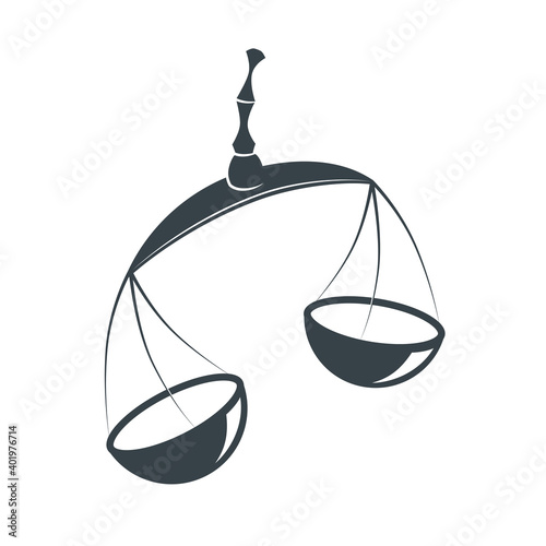 Dark colour zodiac sign silhouette of Libra depicting Scales as a symbol of justice. Illustration of an astrology sign. Vector icon